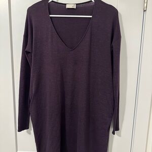 Aritzia Wilfred Free Deep Purple V-Neck Tunic Dress Size XXS Women’s